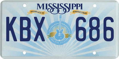 MS license plate KBX686