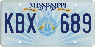 MS license plate KBX689
