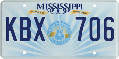 MS license plate KBX706