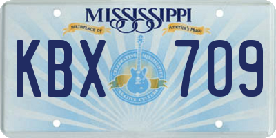 MS license plate KBX709