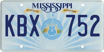MS license plate KBX752