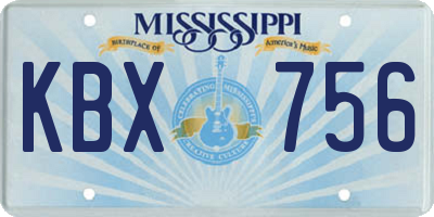 MS license plate KBX756
