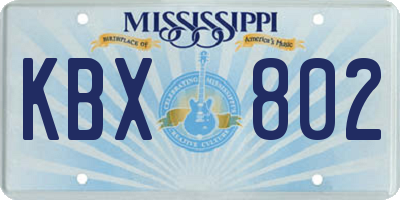 MS license plate KBX802
