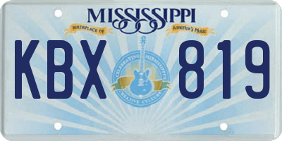 MS license plate KBX819