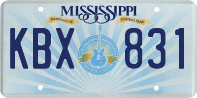 MS license plate KBX831