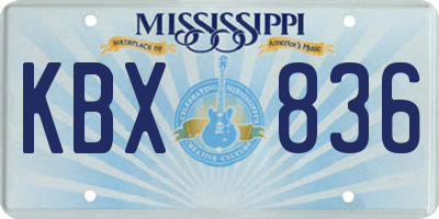 MS license plate KBX836