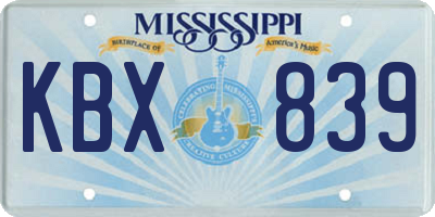 MS license plate KBX839