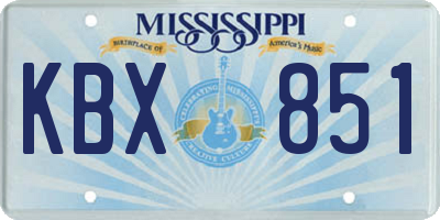 MS license plate KBX851