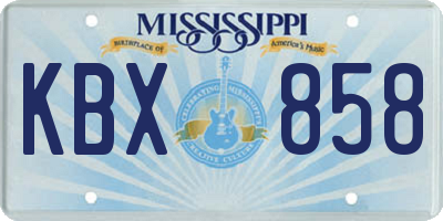 MS license plate KBX858