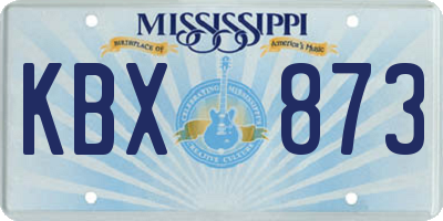 MS license plate KBX873