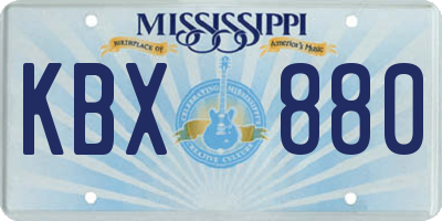 MS license plate KBX880
