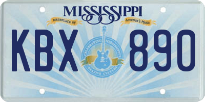 MS license plate KBX890