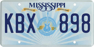 MS license plate KBX898