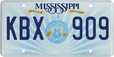 MS license plate KBX909