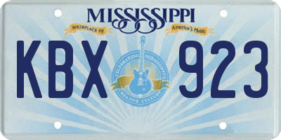 MS license plate KBX923