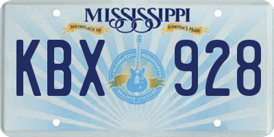 MS license plate KBX928