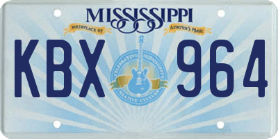 MS license plate KBX964