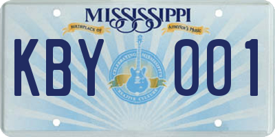 MS license plate KBY001