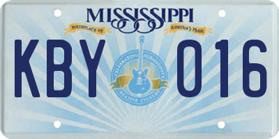MS license plate KBY016