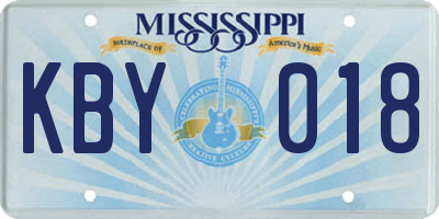 MS license plate KBY018