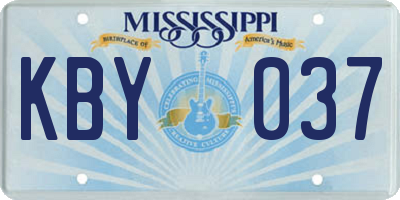 MS license plate KBY037