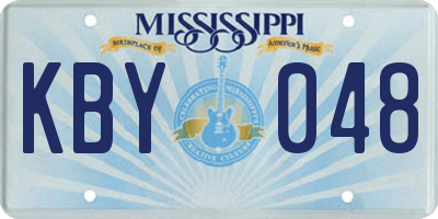 MS license plate KBY048