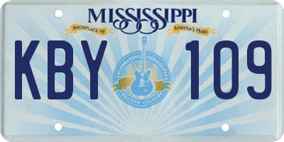 MS license plate KBY109