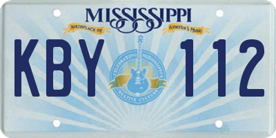 MS license plate KBY112