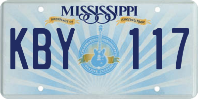 MS license plate KBY117