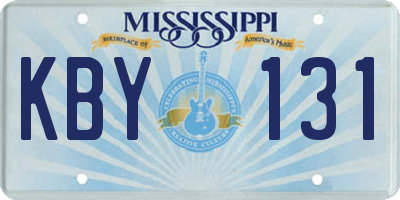 MS license plate KBY131