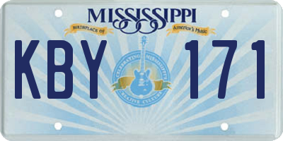 MS license plate KBY171