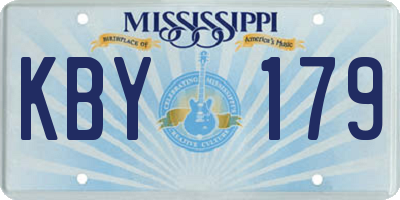 MS license plate KBY179