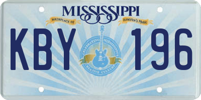 MS license plate KBY196