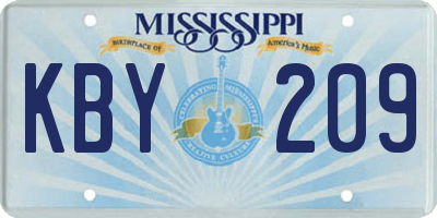 MS license plate KBY209