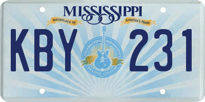 MS license plate KBY231