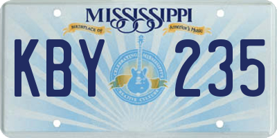 MS license plate KBY235