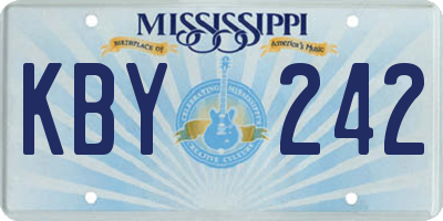 MS license plate KBY242