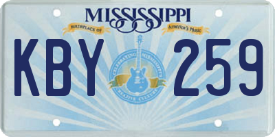 MS license plate KBY259
