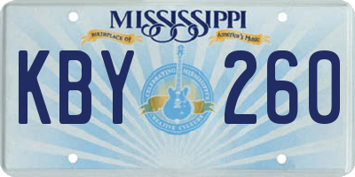 MS license plate KBY260