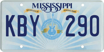 MS license plate KBY290