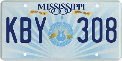 MS license plate KBY308