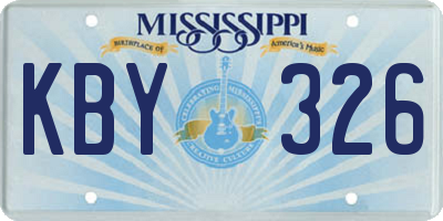 MS license plate KBY326