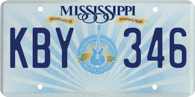 MS license plate KBY346