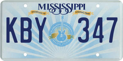 MS license plate KBY347
