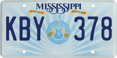 MS license plate KBY378