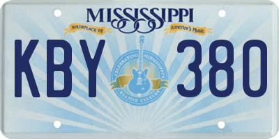 MS license plate KBY380