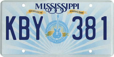 MS license plate KBY381