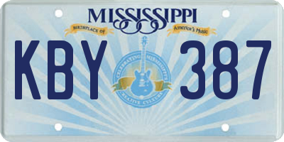 MS license plate KBY387