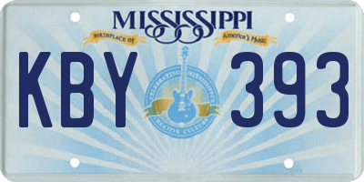 MS license plate KBY393