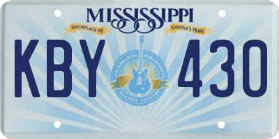 MS license plate KBY430